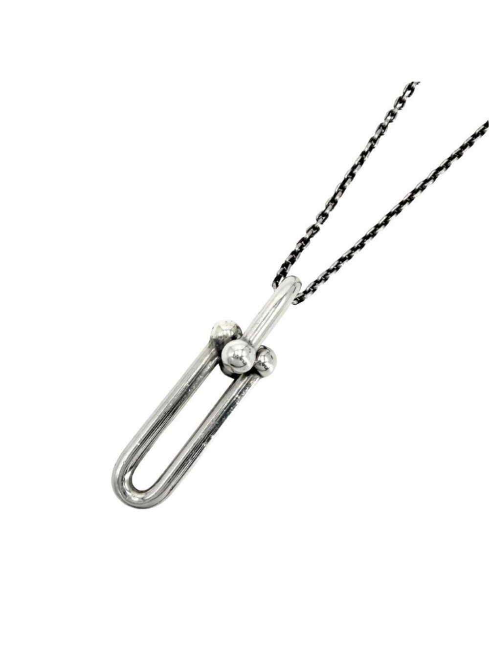 Tiffany & Co HardWear Necklace Elongated Link Pendant 925 Sterling Silver
